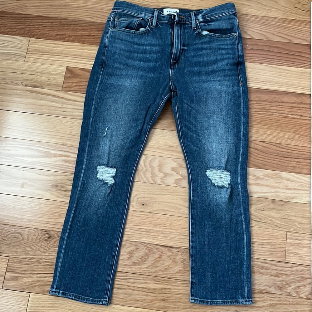 Frame Denim Distressed Straight Jeans